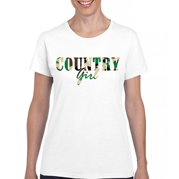 Country Girl Camo T-Shirt Small Town Cowgirl Farm Life Military Women's Tee