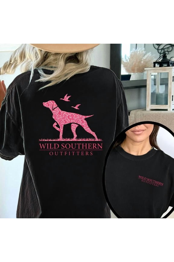 Country Girl Pink Camo Tee - Playful Dog Graphic Shirt, 100% Cotton Relaxed Fit Tops for Southern Lifestyle & Daily Wear