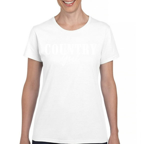 Country Girl Logo T-Shirt Minimalistic Western Style Rodeo Southern Pride Cowgirl Queen Rustic Farm Gift Women's Tee