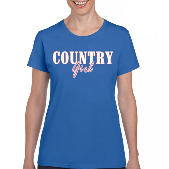 Country Girl Logo T-Shirt Western Rodeo Style Southern Pride Cowgirl Rustic Feminine Farm Life Ranch Women's Tee
