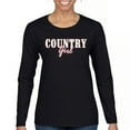 thumbnail image 1 of Country Girl Logo Women's Long Sleeve T-shirt Western Rodeo Style Southern Pride Cowgirl Rustic Feminine Farm Life Ranch, 1 of 7