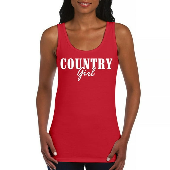 Country Girl Logo Women's Tank Top Minimalistic Western Style Rodeo Southern Pride Cowgirl Queen Rustic Farm Gift