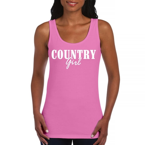 Country Girl Logo Women's Tank Top Minimalistic Western Style Rodeo Southern Pride Cowgirl Queen Rustic Farm Gift
