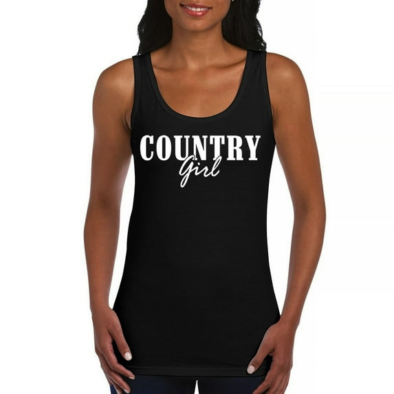 Country Girl Logo Women's Tank Top Minimalistic Western Style Rodeo Southern Pride Cowgirl Queen Rustic Farm Gift