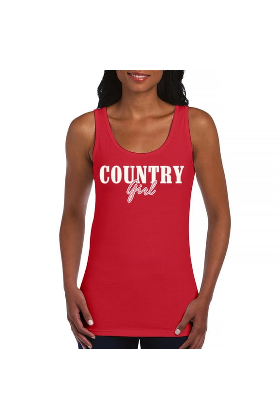 Country Girl Logo Women's Tank Top Western Rodeo Style Southern Pride Cowgirl Rustic Feminine Farm Life Ranch