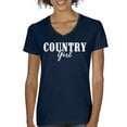 thumbnail image 1 of Country Girl Logo Women's V-Neck T-shirt Minimalistic Western Style Rodeo Southern Pride Cowgirl Queen Rustic Farm Gift Tee, 1 of 7
