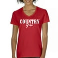 thumbnail image 1 of Country Girl Logo Women's V-Neck T-shirt Minimalistic Western Style Rodeo Southern Pride Cowgirl Queen Rustic Farm Gift Tee, 1 of 7