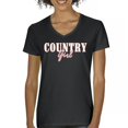 thumbnail image 1 of Country Girl Logo Women's V-Neck T-shirt Western Rodeo Style Southern Pride Cowgirl Rustic Feminine Farm Life Ranch Tee, 1 of 7