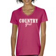 thumbnail image 1 of Country Girl Logo Women's V-Neck T-shirt Western Rodeo Style Southern Pride Cowgirl Rustic Feminine Farm Life Ranch Tee, 1 of 7