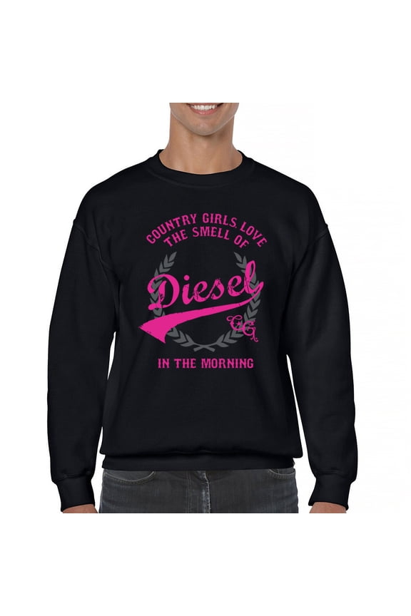 Country Girl Love Smell Of Diesel Sweatshirt Pink Truck Fuel Southern Cowgirl Western Rodeo Pride Life Gift Crewneck