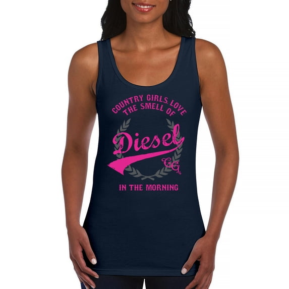 Country Girl Love Smell Of Diesel Women's Tank Top Pink Truck Fuel Southern Cowgirl Western Rodeo Pride Life Gift