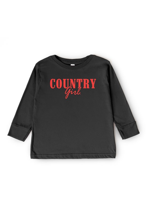 Country Girl Puff Print - Youth Long Sleeve Graphic T-Shirt