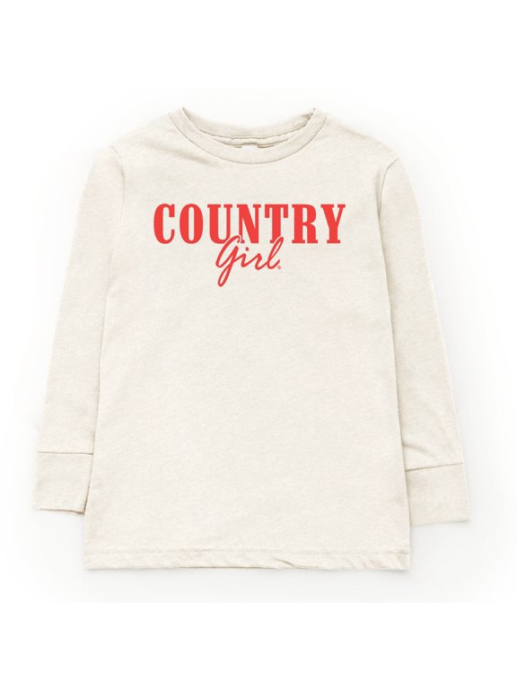 Country Girl Puff Print - Youth Long Sleeve Graphic T-Shirt