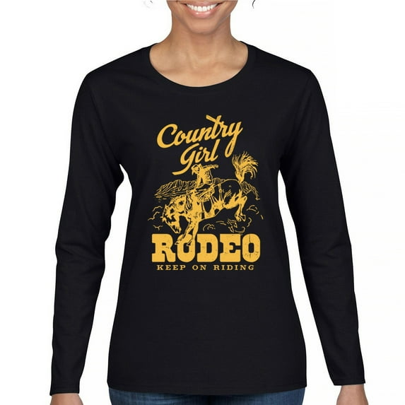Country Girl Rodeo Women's Long Sleeve T-shirt Vintage Cowgirl