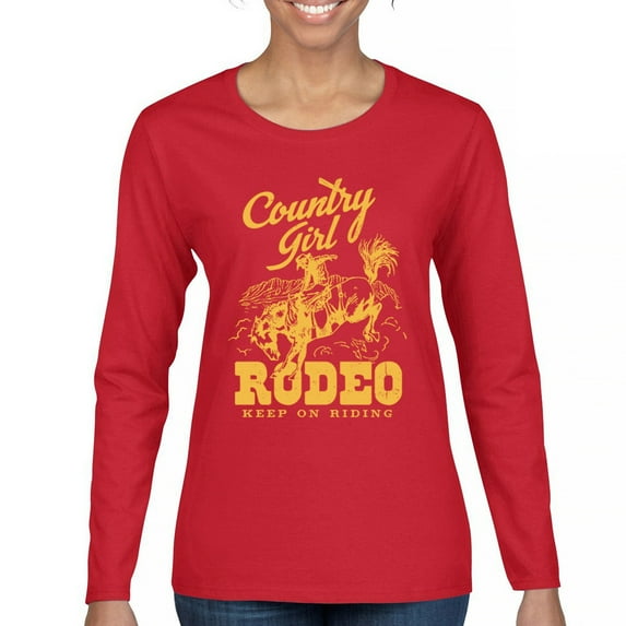 Country Girl Rodeo Women's Long Sleeve T-shirt Vintage Cowgirl