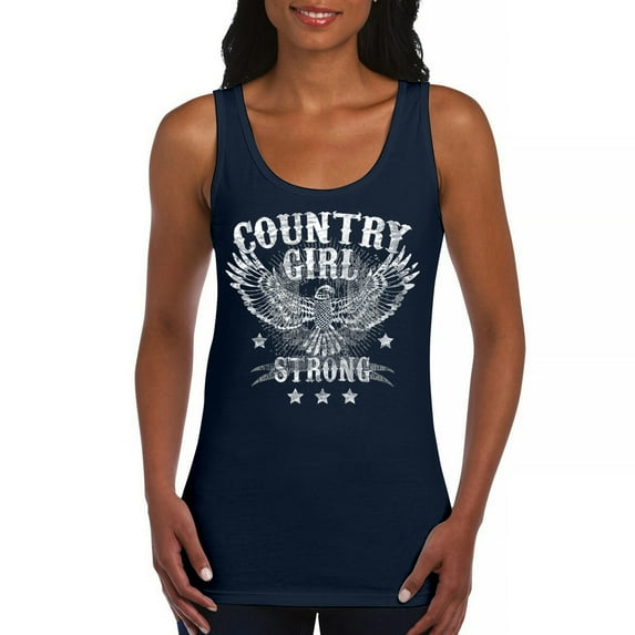 Country Girl Strong Eagle Women's Tank Top Distressed Patriotic Vintage Spread Wings Rural Pride Life Lovers Gift
