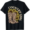 thumbnail image 1 of Country Girl Sunflower Boots Western Countryside Life T-Shirt Black 4X-Large, 1 of 4