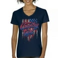 thumbnail image 1 of Country Girl USA Flag Women's V-Neck T-shirt Patriotic Southern Cowgirl Red White Blue American Pride Life Lovers Gift Tee, 1 of 7