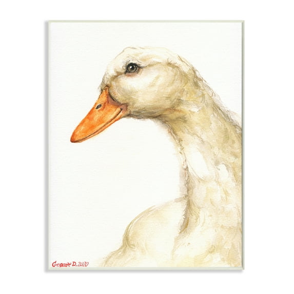 Stupell Industries Country Goose Portrait Soft Feather Bird Wall Plaque, 10 x 15, Design by George Dyachenko