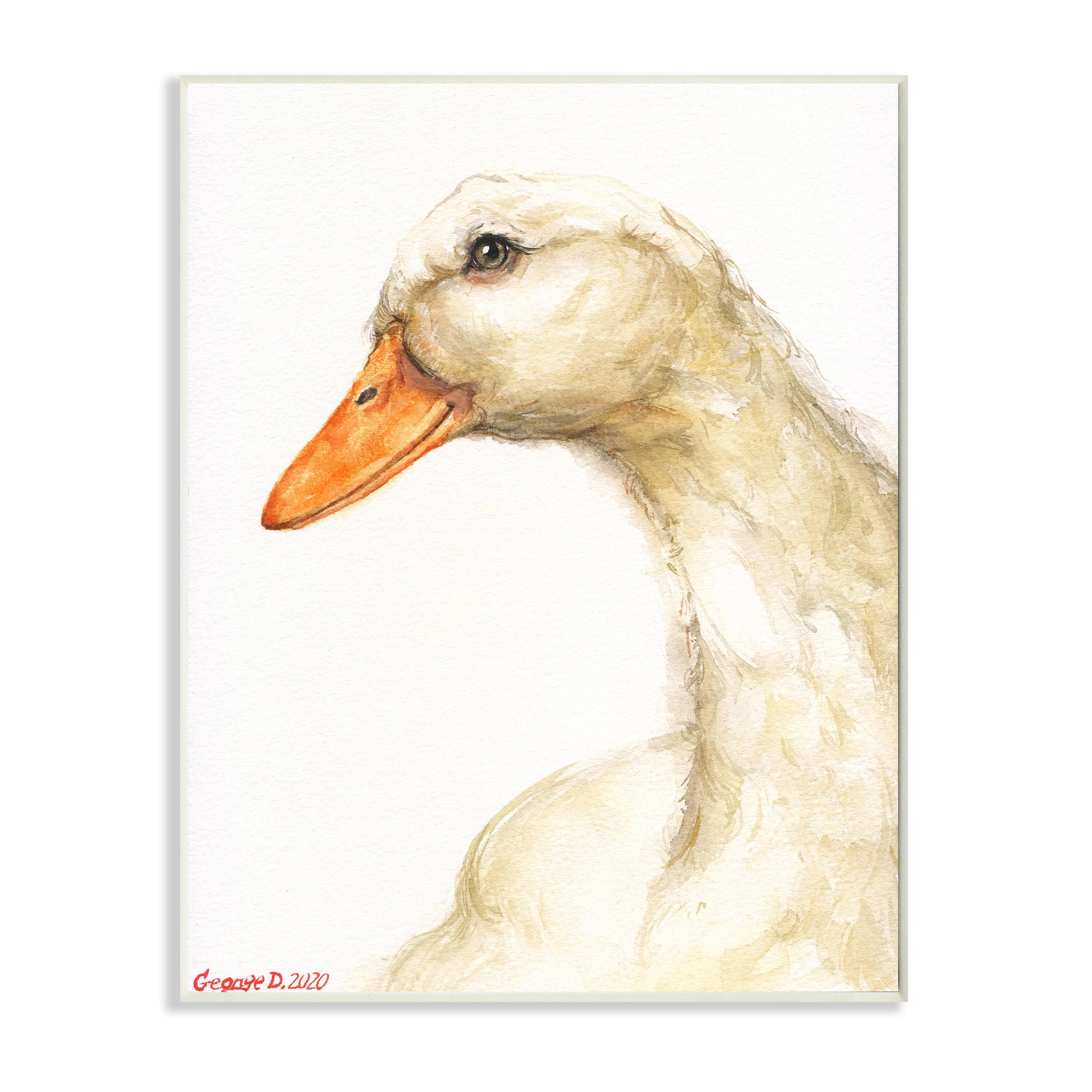 Stupell Industries Country Goose Portrait Soft Feather Bird Wall Plaque, 13 x 19, Design by George Dyachenko