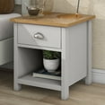 thumbnail image 1 of Country Gray Solid One Drawer Nightstand Side Table with Oak Top（Night Stand Only）, 1 of 8
