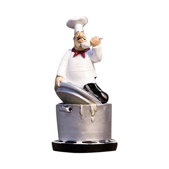 Country Happy Chef Resin Figurine Desktop Ornament Collectible for Home and Restaurant Tabletop