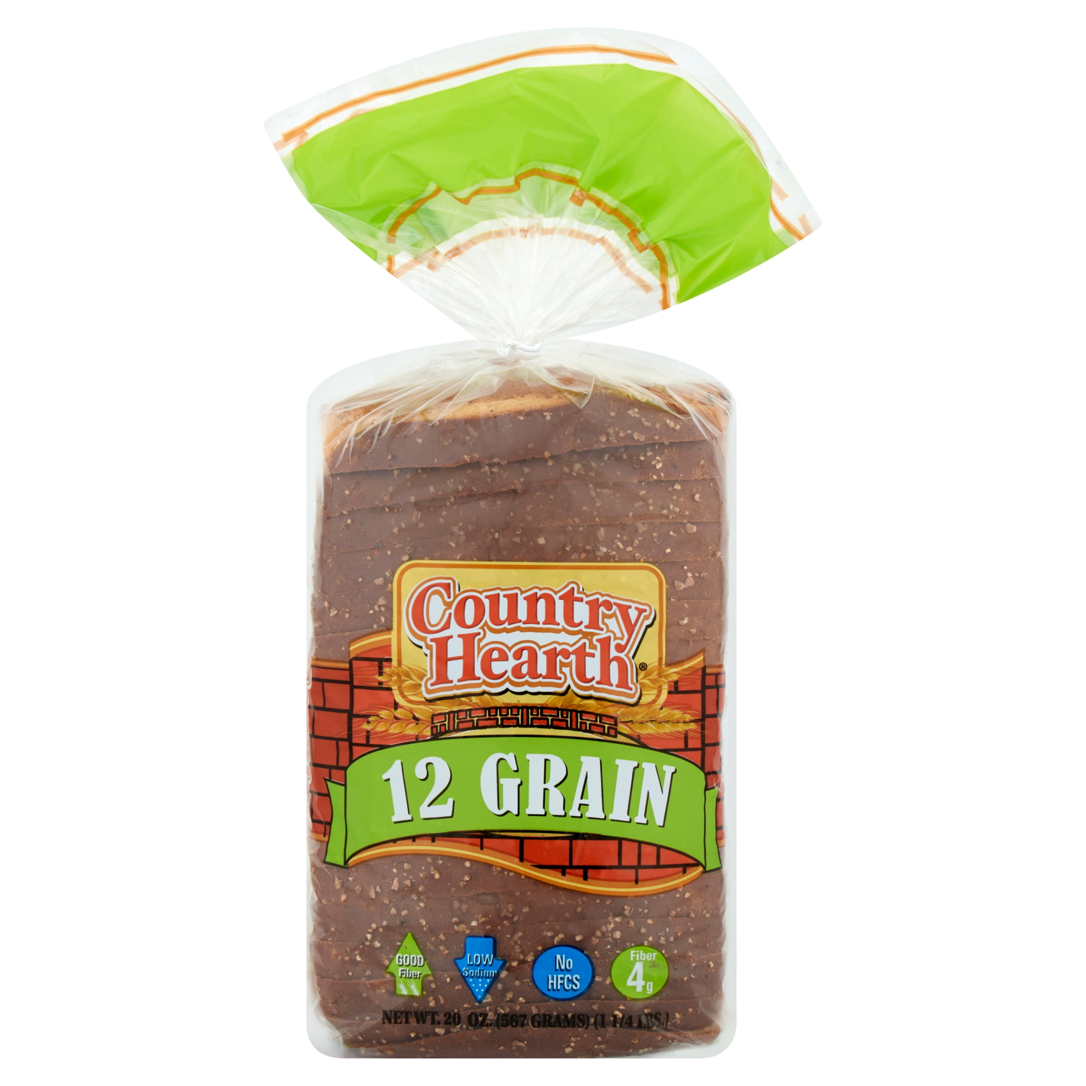 Country Hearth, 12 Grain Sandwich Bread Loaf, Sliced, 20 oz, Shelf