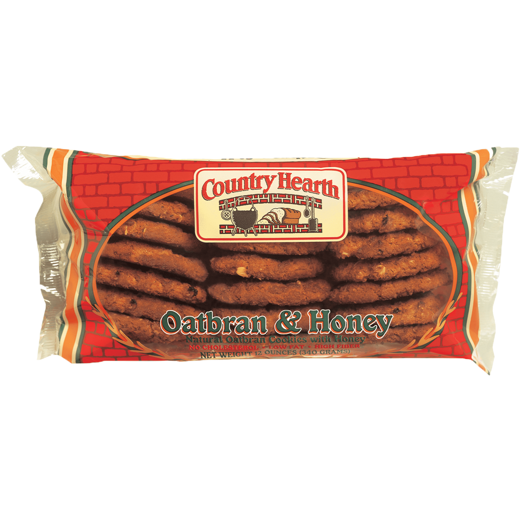 Country Hearth Natural Oat Bran Baked Cookies with Honey, Family Size, 12 oz, Shelf Stable