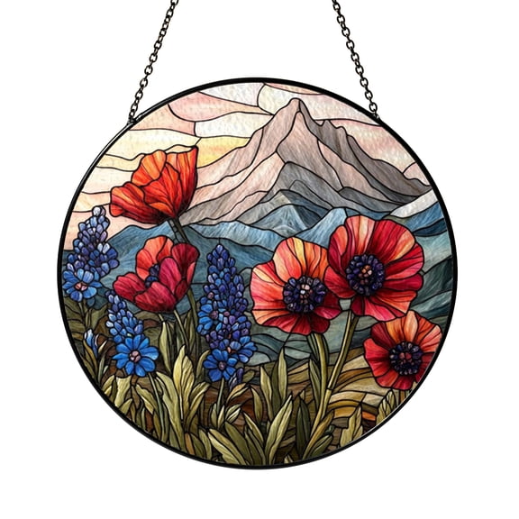 Country Highland Meadow Suncatcher Circle Window Panel Ornament Sun
