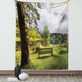 thumbnail image 1 of Country Home Decor Wall Hanging Tapestry, A Bench Overlooking the Lake at Stourhead Countryside Cloudy Day Landscape, Bedroom Living Room Dorm Accessories, 60 X 80 Inches, by Ambesonne, 1 of 1