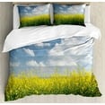 thumbnail image 1 of Country Home Duvet Cover Set, Blooming Rape Field and Clear Sky Clouds Saxony Germany Rustic Eco, Decorative 3 Piece Bedding Set with 2 Pillow Shams, Queen Size, Yellow Green Blue, by Ambesonne, 1 of 3