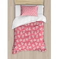 thumbnail image 1 of Country Home Duvet Cover Set, Little Daisies Bouquets Girls Bedroom Desgin Freshness Pink Backdrop, Decorative 2 Piece Bedding Set with 1 Pillow Shams, Twin Size, Teal Pink White, by Ambesonne, 1 of 3