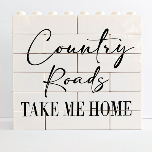 Country Home Farmhouse Sign Desk Decor Building Bricks Blocks Puzzles Housewarming Gift Rustic Sign For Living Room Kitchen Bathroom Shelf Table Decoration Country Roads Take Me Home