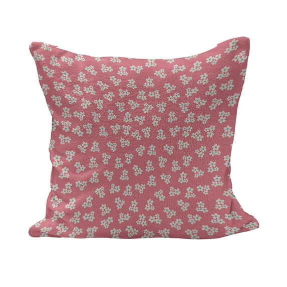Country Home Fluffy Throw Pillow Cushion Cover, Little Daisies Bouquets Girls Bedroom Desgin Freshness Pink Backdrop, Decorative Square Accent Pillow Case, 26" x 26", Teal Pink White, by Ambesonne