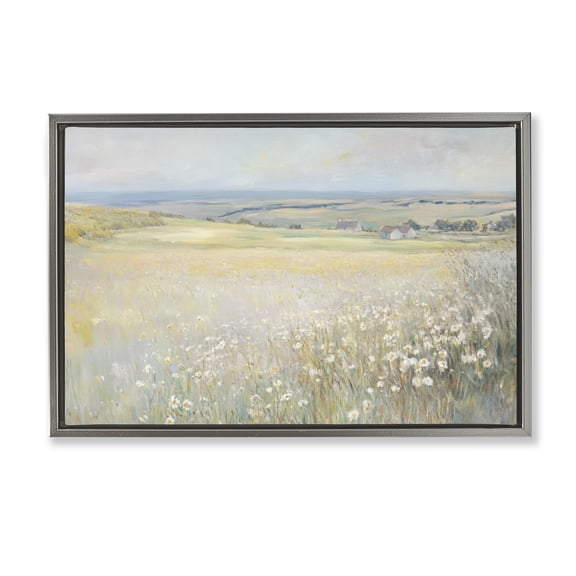 Stupell Industries Country Homes Open Landscape Gray Framed Floater Canvas Wall Art, design by Petal Prints Design
