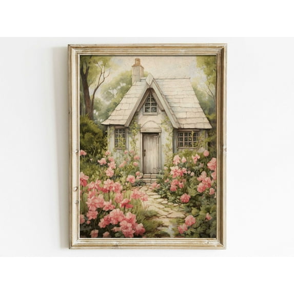Country House Flower Gardenvintage French Countryside Art, Farmhouse Home Decor, Country Cottage Art, Art Wall Art, Modern Wall Decor, 8x12 UNFRAMED