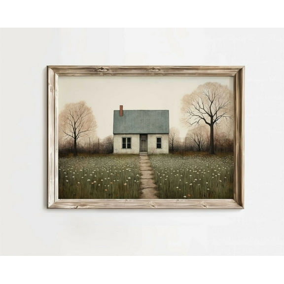 Country House Print, Countryside Wall Decor, Rural Wall Art, Whimsical Little House, Rustic Country Home Decor, Country Style Art Wall Art, Modern Wall Decor, 8x12 UNFRAMED