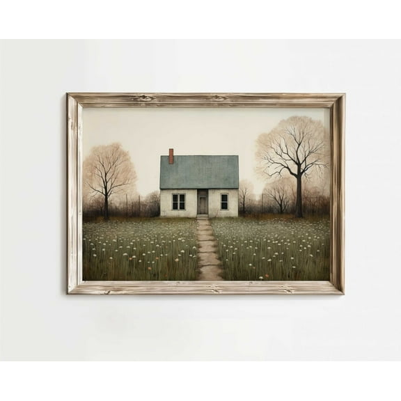 Country House Print, Countryside Wall Decor, Rural Wall Art, Whimsical Little House, Rustic Country Home Decor, Country Style Art Wall Art, Modern Wall Decor, 8x12 UNFRAMED