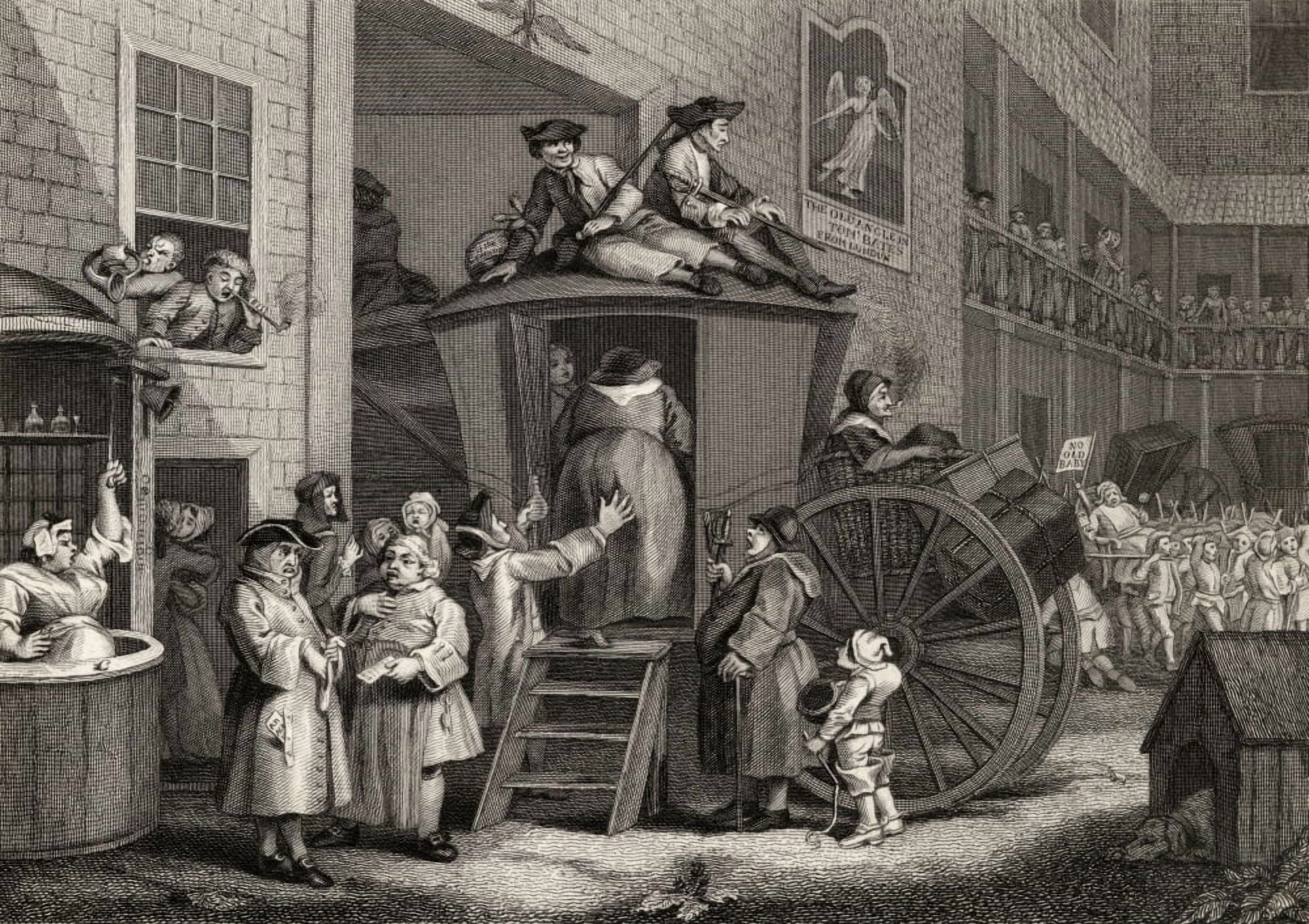 Country Inn Yard Engraved By T Engleheart After Hogarth From The Works Of Hogarth Published London 1833 Canvas Art - Ken Welsh Design Pics (34 x 24)