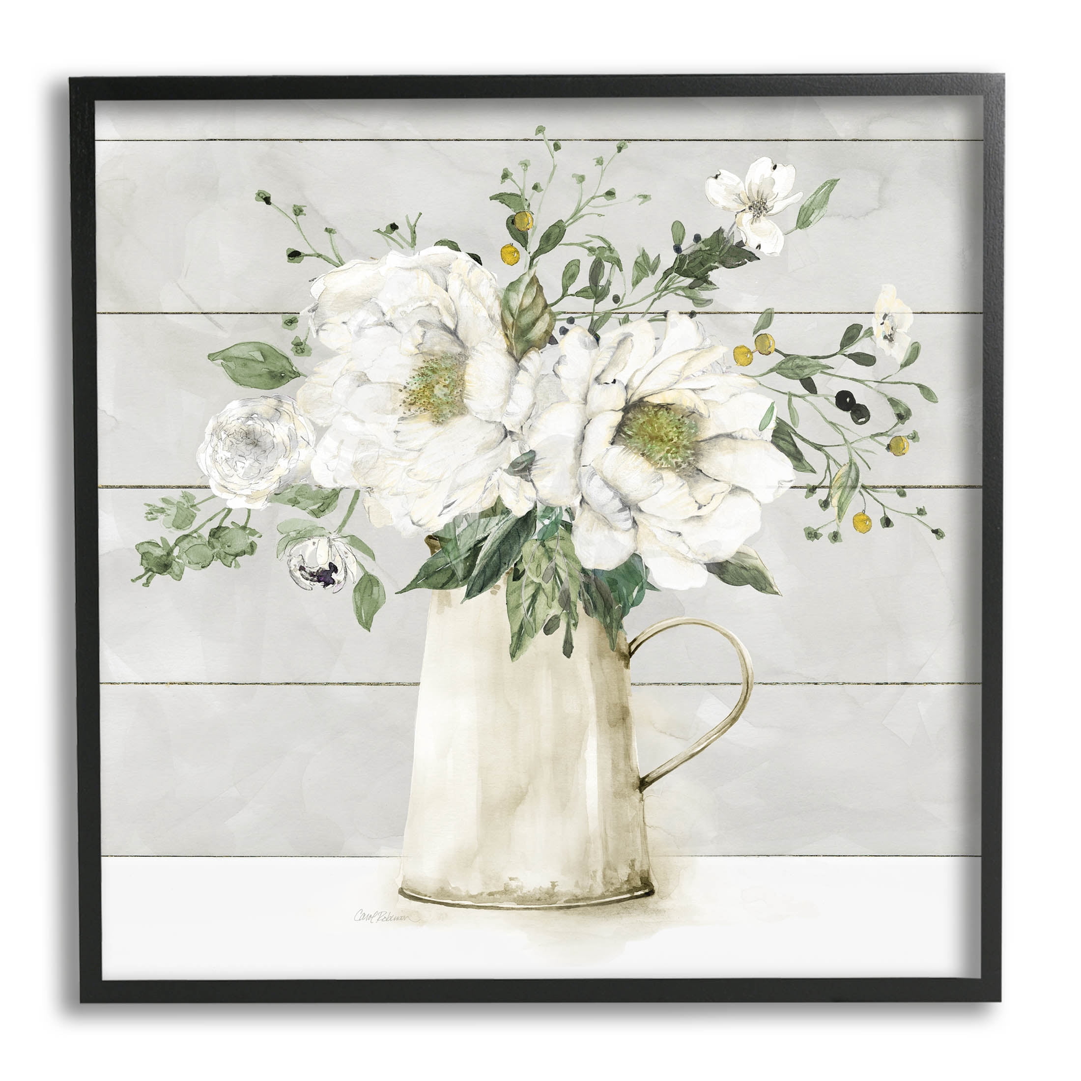 Country Jug Varied Flower Arrangement Botanical & Floral Graphic Art Black Framed Art Print Wall Art