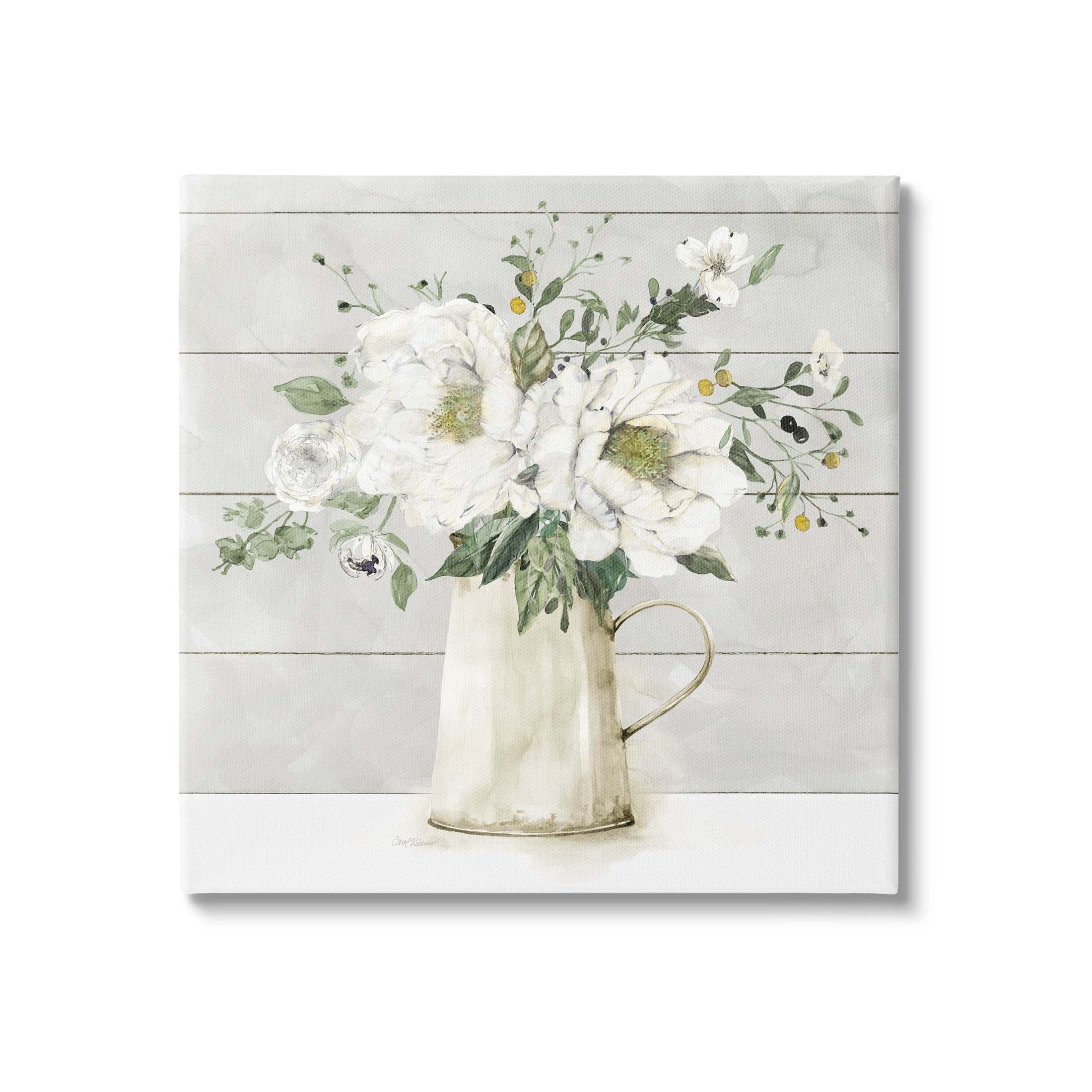Country Jug Varied Flower Arrangement Botanical & Floral Graphic Art Gallery Wrapped Canvas Print Wall Art