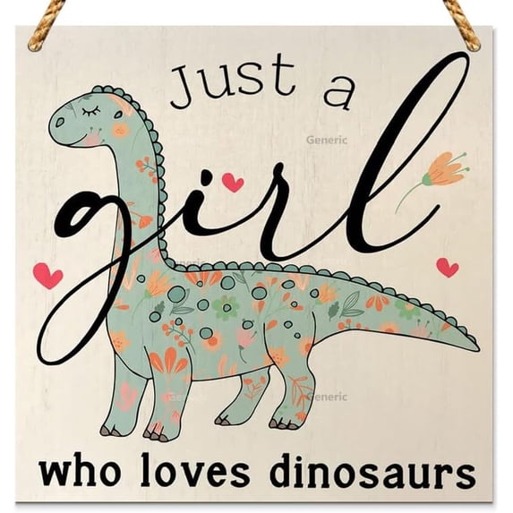 Country Just a Girl Who Loves Dinosaurs Artwork Wood Sign Rustic Farmhouse Style Dinosaur Lovers Wood Plaque Home Sign Decor for Women Girls Presents Wood Sign Wooden Wall Decor 5 * 5 inch