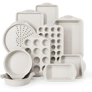Country Kitchen 10-Piece Nonstick Bakeware Set - Stackable Pots and Pans, Cream