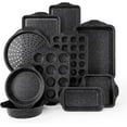 thumbnail interactive-video image 1 of Country Kitchen 10-Piece Stackable Bakeware Set, Non-stick & Easy Release Baking Pans Set, Black, 1 of 9