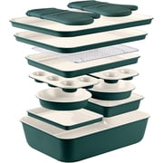 COOK WITH COLOR Cookware & Bakeware Set, Nonstick Stackable Design, Sage, 13-Piece