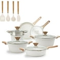 thumbnail image 1 of Country Kitchen 15-Pc Cast Aluminum Pots and Pans Set Non Stick Cookware Set, Cream, 1 of 8