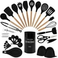 thumbnail image 1 of Country Kitchen 38-Pc Cooking Utensils Set Silicone Spatula & Kitchen Gadgets, Black, 1 of 7