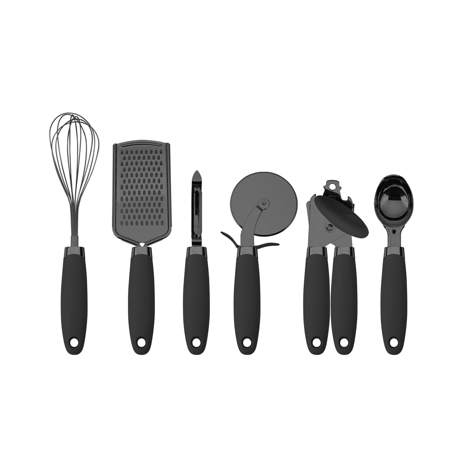 Black Stainless Steel Kitchen Gadget Set with Soft Touch Handles