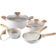 thumbnail image 1 of Country Kitchen 8-Piece Pots and Pans Set, Durable Kitchen Cookware Set, Cream, 1 of 8