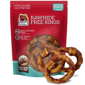 Country Kitchen Beef Rawhide Free Ring Dog Treats 7ct